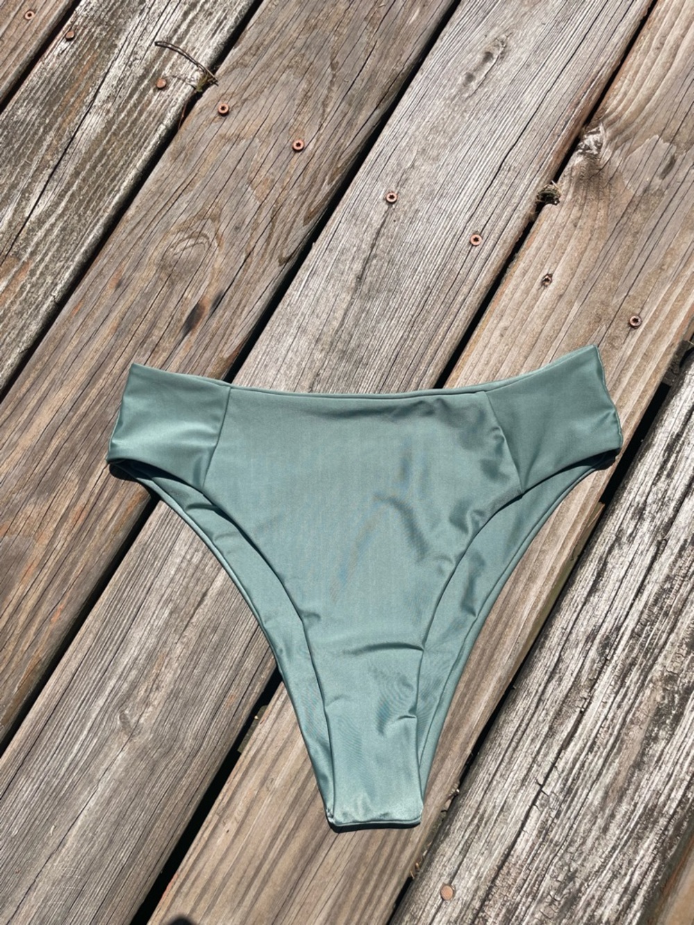 High-Waist Women's Swim Bottoms in Sage Green